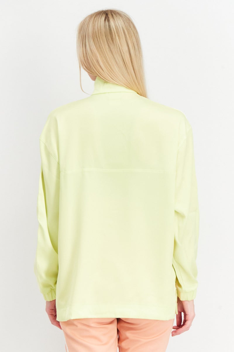 adidas Originals جاكيت تدريب رياضي نسائي بأكمام طويلة، أصفر نيون - Image 4